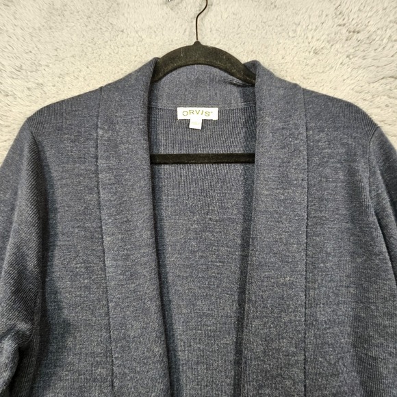Orvis Blue Women's Merino Wool Cardigan Sweater - Picture 3 of 14